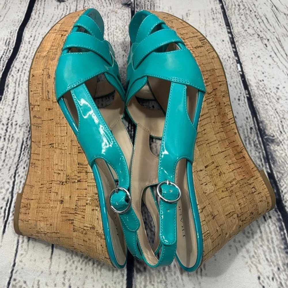 Franco Sarto Aqua Patent Wedge Sandals